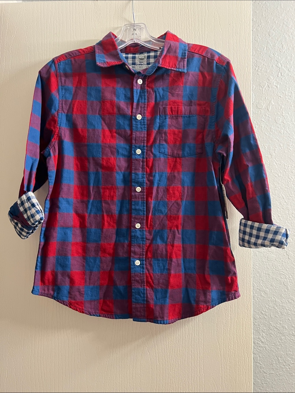wonder nation Red and Blue Plaid Button-Down Shirt